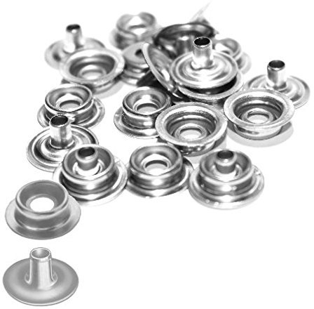 Versandbox24 50 Stück Druckknopf Edelstahl Unterteil V4A Persenning Plane Zelt Verdeck Boot Camping Auto Bimini Nähfrei