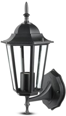 V-TAC Outdoor Classic Vintage Style E27 Upward Wall Lantern Mattschwarz IP44 für Garten, Fassaden, Veranda, Flure, Laufgänge