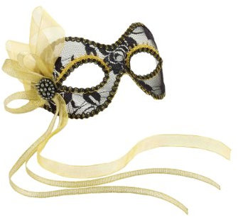 Black and Gold Lace Mardi Gras Mask Standard