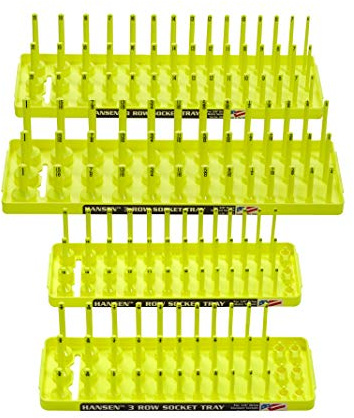 HANSEN 92006 Metric and Fractional 3 Row Socket Tray (Pack of 4)