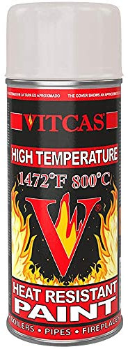 VITCAS Heat Resistant Paint Spray – Fireproof - Ideal for BBQ's – Engines – Exhausts - Stoves – Furnaces – Heaters - Anti Corrosive – Decorative Finish – 800 C - Cream/Beige