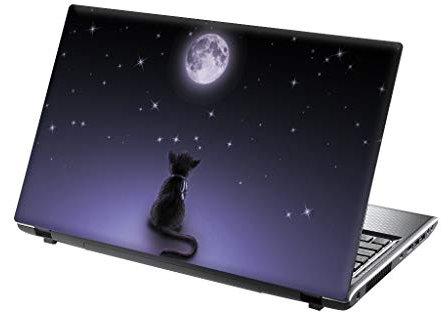 TaylorHe 15.6 inch 15 inch Laptop Skin Vinyl Decal MADE IN ENGLAND Moonlight Kitten Cute Cartoon