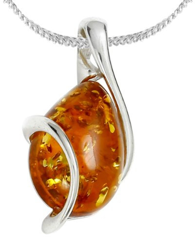 InCollections Damen-Anhänger Sterlingsilber mit Bernstein inklusive Panzerkette 42 cm