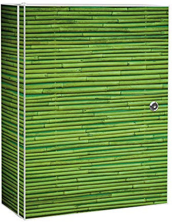 banjado® XXL Medizinschrank abschliessbar mit Motiv Bambus Grün 35x46x15cm - großer Arzneischrank/Medikamentenschrank aus Metall zur Medikamenten Aufbewahrung - Apothekerschrank mit 3 Schlüsseln