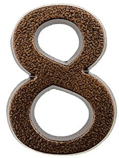 HUBER numero civico 8 in alluminio 10 cm I numeri civici per casa & porta - targhette con numero civico in nobile design rame antico 3D, verniciato a polvere