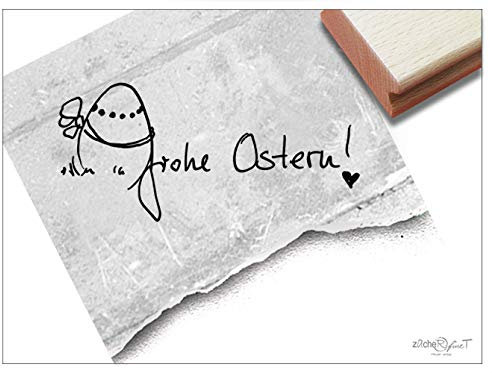 Stempel Osterstempel FROHE OSTERN in Handschrift mit Osterei - Textstempel zum Osterfest, Karten Geschenkanhänger Geschenk Osterdeko - zAcheR-fineT