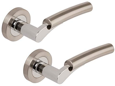 Excel DH3650 Ultimo Passage Door Handles on Round Rose, Duel Satin Nickel/Polished Chrome
