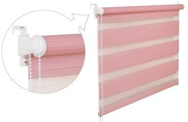 DOPPELROLLO DUOROLLO 55 CM BREIT 150 CM LANG Rosa INKL. SEILZUG FENSTERROLLO KLEMMROLLO JALOUSIE