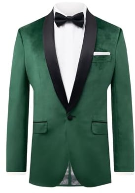 Dobell Mens Dark Green Velvet Jacket Slim Fit Contrast Satin Shawl Lapel-40R