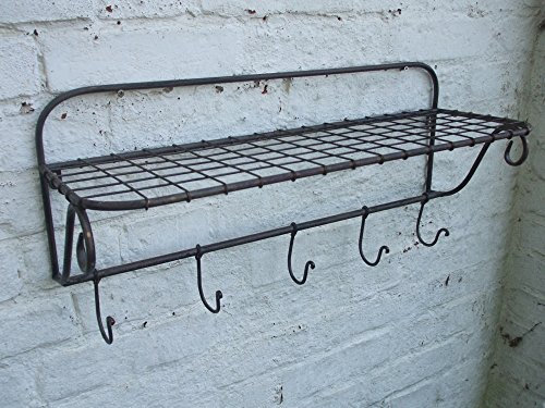 Stabile, dekorative, Wandgarderobe, Wandablage, Gitter, 5 Haken, Eisen
