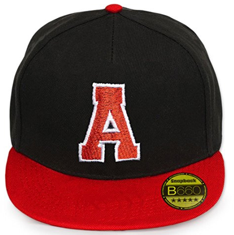 Beechfield ABC Letter Snapback Cap in Red Black/White with Letters A to Z 23 (A)