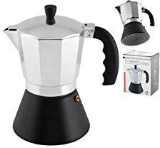 Home Cafetera de 9 Tazas, Fondo inducción, Aluminio, Plata/Negro, 17 x 13 x 22 cm