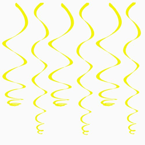Oblique Unique® Einfarbige Wirbel Deckenhänger mit Bänder und Ösen 12er Pack (Gelb)