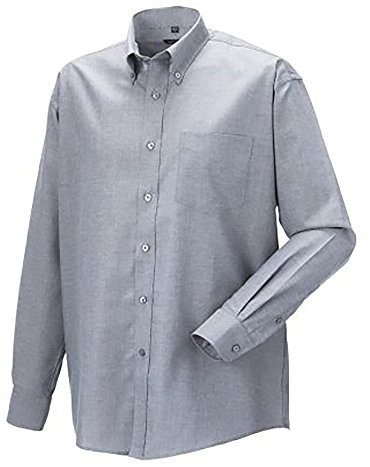 Russell Collection Mens Long Sleeve Easy Care Oxford Shirt (19inch) (Silver Grey)