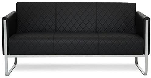hjh OFFICE Lounge-Sofa 3-Sitzer Aruba Step Kunstleder Polstersofa Couch modern mit Metallgestell, 159 x 78 x 71 cm, Schwarz