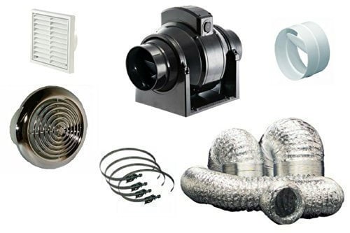 MF100T 245 m3/h Timer Inline Extractor Shower Extractor Fan Shower Chrome Kit 4