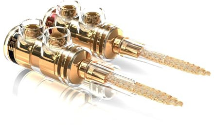 VIABLUE TS Flexible Pins * 24 Karat echtvergoldet * transparente Isolationshülse * high-end Steckverbindungen * 2 Paar (4 Stück)