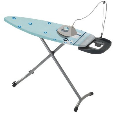 Wenko 1416013100 Bügeltisch Wheel - Rollbar, ausziehbares Abstellbrett, Kabelführung, höhenverstellbar, 10 mm Super-Komfortpolsterung, L - 135 x 46 cm