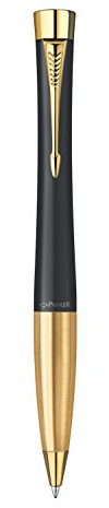 Parker Urban Chrome Trim Ballpoint Pen with Medium Nib - Black Gold, Gift Boxed