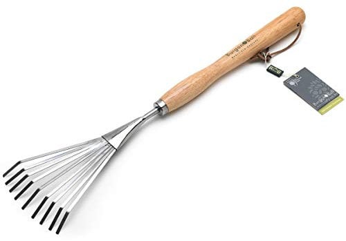 Burgon & Ball RHS Stainless Steel Mid Handled Shrub Rake, 58 cm Length