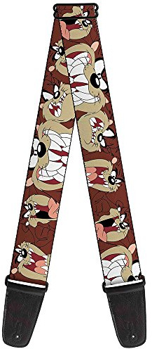 Buckle-Down GS-WLTTZ001 Guitar Strap - Tasmanian Devil Expressions Brown - 2 Wide - 29-54 Length