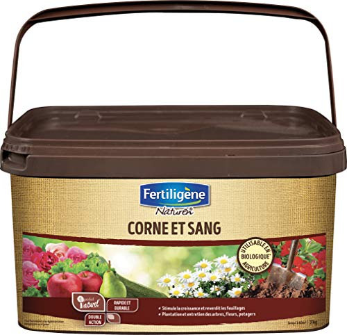 FERTILIGENE NATUREN NATCOSAN - Engrais Organique Corne et Sang UAB 3 kg - Stimule la croissance te reverdit les feuillages - Pour plantation et en entreien - Produit 100% azote organique - Pour 30m²