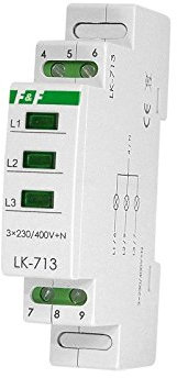 Phasenkontrolle 3x230V+N Leuchtmelder LK-713G grün 3 Phasen F&F 6004