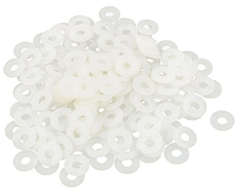 sourcing map 200pcs Rondelles Nylon Plat Joint Étanchéité pour Robinet Tuyau Blanc M4 10mm OD 4mm ID 1mm Épaisseur