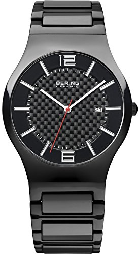 BERING Herren Quarz Uhr | Armbanduhr 39 mm Keramikgehäuse und Zifferblatt | Keramikarmband | Saphierglas | 3 ATM | 31739