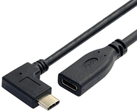 chenyang USB C Verlängerungskabel USB 3.1 Gen 2 10Gbit/s Stecker auf Buchse schnelles Aufladen Datenübertragung 90 Grad abgewinkeltes Verlängerungskabel 0,2m