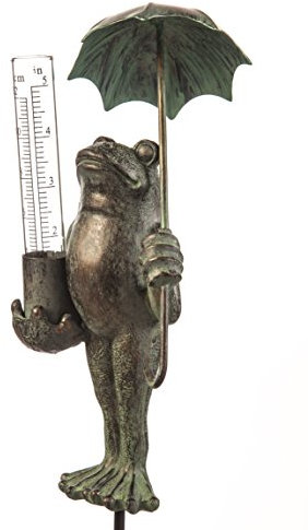 Evergreen Garden Frog, Decorative Rain Gauge