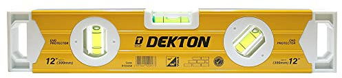 DEKTON 12 Builder's Level | Milled Edges for Enhanced Accuracy | Features 3 Vials (180° & 90°) | Durable Ridged Body for Extra Strength | Essential Tool for Precise Leveling and Alignment