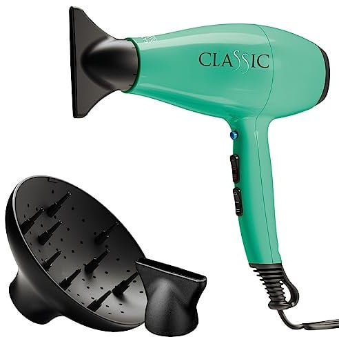 GA.MA Italy Professional, Klassischer Haartrockner, Professioneller Haartrockner mit 2200 W italienischem AC-Motor, Keramikbeschichtung für glänzendes, kräuselfreies Haar, Farbe Aqua Grün