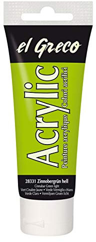 KREUL 28331 - El Greco Acrylic, 75 ml Tube in zinnobergrün hell, hochpigmentierte, glänzende Acrylfarbe in Studienqualität, buttrig vermalbar, für pastose Malerei