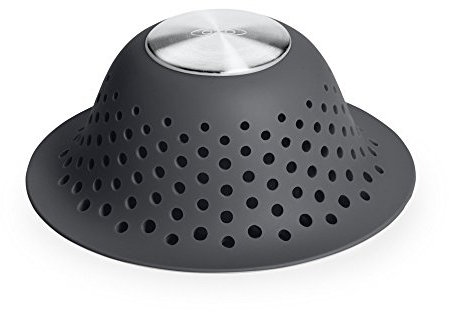 OXO Stainless Steel & Silicone Drain Protector, Grey, Rust-resistant Strainer for Tub and Sink