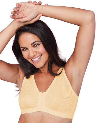 Eden House Ladies Front Fastening Bra Non Wired Magic Cotton Bra Beige 14