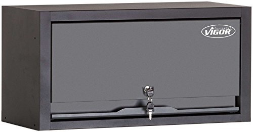 Vigor Hängeschrank V6000-04 | 676 mm | Aufbewahrung von Werkzeugen, Gefäßen oder KFZ-Teilen | Klappe mit Gasdruckfedern | Farbe: grau