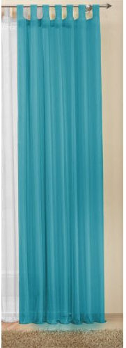 Schlaufenschal Gardine Uni transparent Voile, 245x140, Türkis, 61175