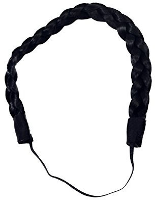Postiche: serre-tête/bandeau, avec élastique, en cheveux synthétiques tressés, noir YZF-3080-1