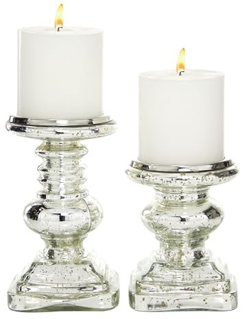 Deco Company Deco 79 28883 Glas Kerzenhalter Set von 2