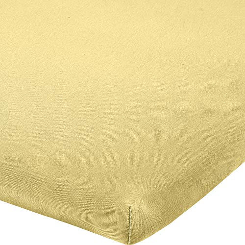 Erwin Müller Topper-Spannbettlaken Freising Elasthan-Jersey-Stretch - hellgelb Größe 120x200 cm - 130x220 cm - dehnbar, antipilling, bügelfrei, Rundumgummi