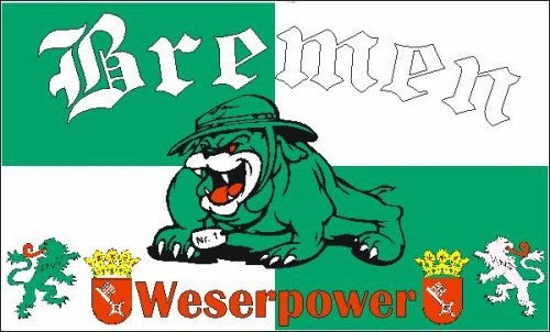 Bremen Bulldogge Fussball Fahne Flagge Grösse 1,50 x 0,90m - FRIP –Versand®