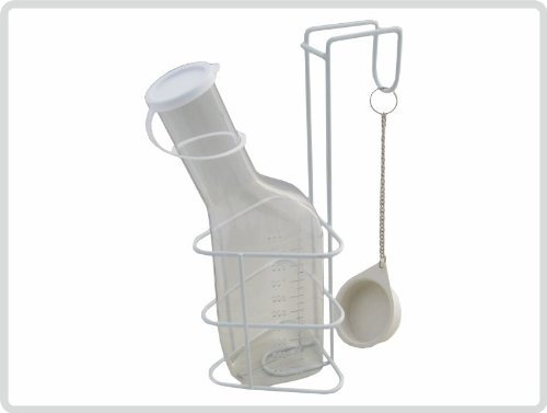 Urinflaschen-Set bestehend aus Urinflasche 1 Liter glasklar und Urinflaschenhalter mit Deckel