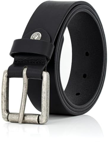 LINDENMANN Leder-Gürtel Herren 40 mm breit, Gürtel Herren Vollrindleder schwarz, Größe/Size:Bundweite 90 cm Gesamtlänge 105 cm W 35.4 M