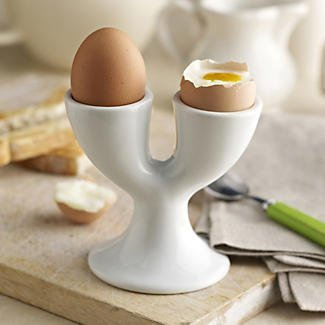 Indispensable Vinci White Porcelain Double Egg Cup [E92833] (Neoteric Design)
