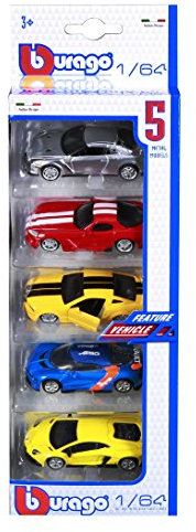 Bburago 18-59031 - Collezione, Pacchetto di 5 Macchinine, Scala 1:64, Modellini Assortiti