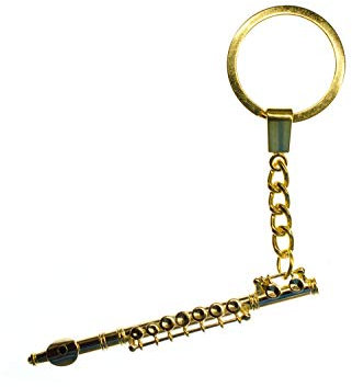 Miniblings Querflöte Flöte Schlüsselanhänger Flötist vergoldet + Box - Handmade Modeschmuck I I Anhänger Schlüsselring Schlüsselband Keyring