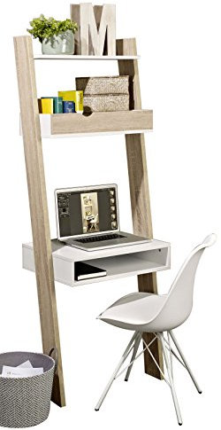 SoBuy® FRG111-WN, Ladder Shelf Wall Shelf Storage Display Shelving Unit with Drawer & Desk Workstation