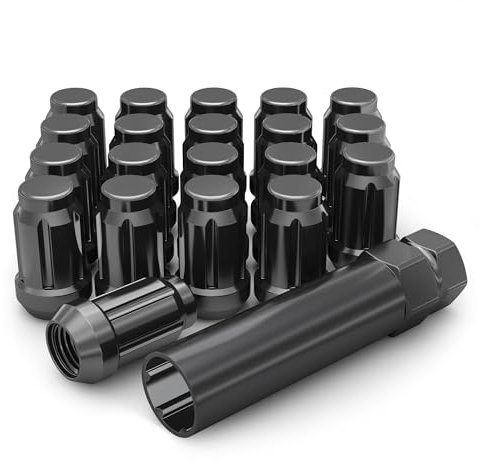 White Knight 3804BK-20AM Radmutter mit Schlüssel, 1,27 cm (1/2 Zoll), 20 Stück, Schwarz/Chrom