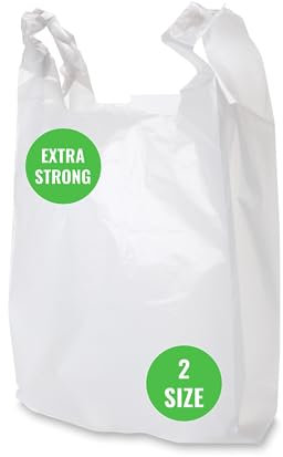 Fast Track 100 Pack Clear Plastic Bags with Handles | Eco-Friendly Carrier Bags